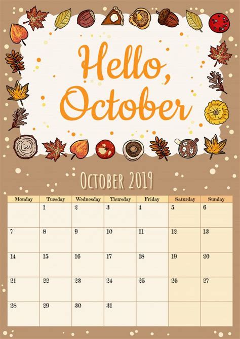Cute October Calendar